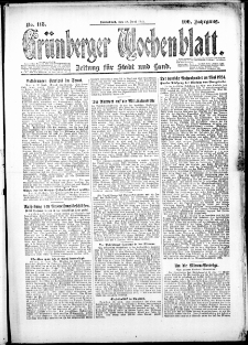 Gr&uuml;nberger Wochenblatt: Zeitung f&uuml;r Stadt und Land, No. 118. (28. Juni 1924)