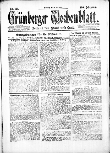 Gr&uuml;nberger Wochenblatt: Zeitung f&uuml;r Stadt und Land, No. 121. (2. Juli 1924)