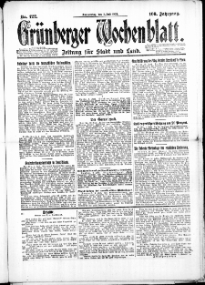 Grünberger Wochenblatt: Zeitung für Stadt und Land, No. 122. (3. Juli 1924)