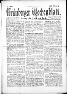 Gr&uuml;nberger Wochenblatt: Zeitung f&uuml;r Stadt und Land, No. 123. (4. Juli 1924)