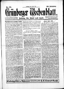 Gr&uuml;nberger Wochenblatt: Zeitung f&uuml;r Stadt und Land, No. 125. (6. Juli 1924)