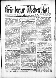 Gr&uuml;nberger Wochenblatt: Zeitung f&uuml;r Stadt und Land, No. 126. (8. Juli 1924)