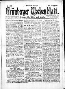 Gr&uuml;nberger Wochenblatt: Zeitung f&uuml;r Stadt und Land, No. 128. (10. Juli 1924)