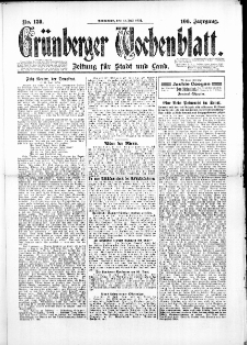 Gr&uuml;nberger Wochenblatt: Zeitung f&uuml;r Stadt und Land, No. 130. (12. Juli 1924)