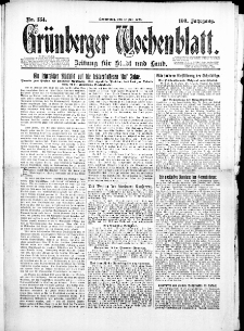 Gr&uuml;nberger Wochenblatt: Zeitung f&uuml;r Stadt und Land, No. 134. (17. Juli 1924)