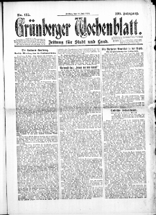 Gr&uuml;nberger Wochenblatt: Zeitung f&uuml;r Stadt und Land, No. 135. (18. Juli 1924)