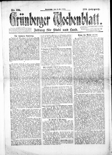 Gr&uuml;nberger Wochenblatt: Zeitung f&uuml;r Stadt und Land, No. 136. (19. Juli 1924)