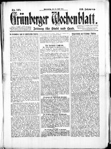Gr&uuml;nberger Wochenblatt: Zeitung f&uuml;r Stadt und Land, No. 140. (24. Juli 1924)