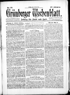 Gr&uuml;nberger Wochenblatt: Zeitung f&uuml;r Stadt und Land, No. 141. (25. Juli 1924)