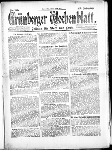 Gr&uuml;nberger Wochenblatt: Zeitung f&uuml;r Stadt und Land, No. 146. (31. Juli 1924)