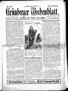 Gr&uuml;nberger Wochenblatt: Zeitung f&uuml;r Stadt und Land, No. 149. (3. August 1924)