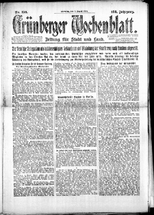 Gr&uuml;nberger Wochenblatt: Zeitung f&uuml;r Stadt und Land, No. 150. (5. August 1924)