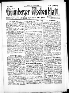 Gr&uuml;nberger Wochenblatt: Zeitung f&uuml;r Stadt und Land, No. 157. (13. August 1924)