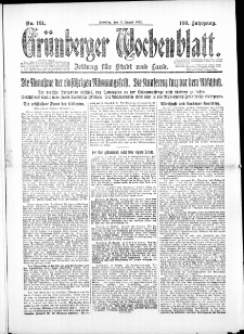 Gr&uuml;nberger Wochenblatt: Zeitung f&uuml;r Stadt und Land, No. 161. (17. August 1924)