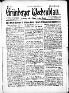 Gr&uuml;nberger Wochenblatt: Zeitung f&uuml;r Stadt und Land, No. 163. (20. August 1924)