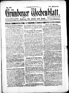Gr&uuml;nberger Wochenblatt: Zeitung f&uuml;r Stadt und Land, No. 165. (22. August 1924)