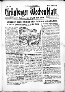 Gr&uuml;nberger Wochenblatt: Zeitung f&uuml;r Stadt und Land, No. 166. (23. August 1924)