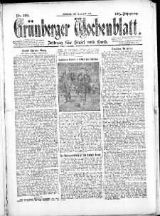 Gr&uuml;nberger Wochenblatt: Zeitung f&uuml;r Stadt und Land, No. 169. (27. August 1924)