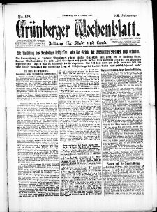 Gr&uuml;nberger Wochenblatt: Zeitung f&uuml;r Stadt und Land, No. 170. (28. August 1924)