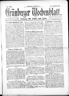 Gr&uuml;nberger Wochenblatt: Zeitung f&uuml;r Stadt und Land, No. 171. (29. August 1924)