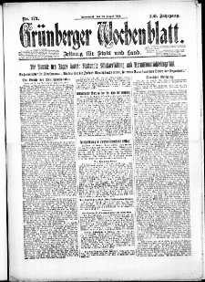 Gr&uuml;nberger Wochenblatt: Zeitung f&uuml;r Stadt und Land, No. 172. (30. August 1924)