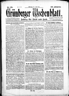 Gr&uuml;nberger Wochenblatt: Zeitung f&uuml;r Stadt und Land, No. 120. (1. Juli 1924)