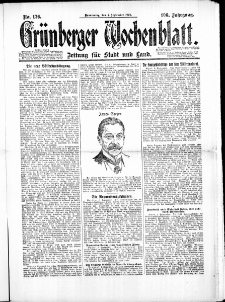 Gr&uuml;nberger Wochenblatt: Zeitung f&uuml;r Stadt und Land, No. 176. (4. September 1924)