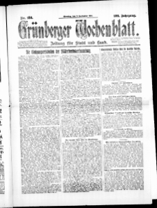 Gr&uuml;nberger Wochenblatt: Zeitung f&uuml;r Stadt und Land, No. 180. (9. September 1924)