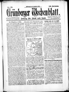 Gr&uuml;nberger Wochenblatt: Zeitung f&uuml;r Stadt und Land, No. 181. (10. September 1924)