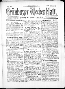 Gr&uuml;nberger Wochenblatt: Zeitung f&uuml;r Stadt und Land, No. 184. (13. September 1924)