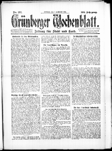 Gr&uuml;nberger Wochenblatt: Zeitung f&uuml;r Stadt und Land, No. 187. (17. September 1924)