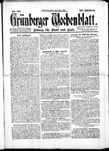 Gr&uuml;nberger Wochenblatt: Zeitung f&uuml;r Stadt und Land, No. 188. (18. September 1924)