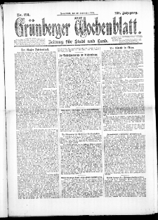 Gr&uuml;nberger Wochenblatt: Zeitung f&uuml;r Stadt und Land, No. 190. (20. September 1924)