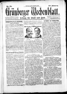 Gr&uuml;nberger Wochenblatt: Zeitung f&uuml;r Stadt und Land, No. 191. (21. September 1924)