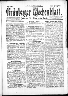 Gr&uuml;nberger Wochenblatt: Zeitung f&uuml;r Stadt und Land, No. 192. (23. September 1924)