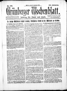 Gr&uuml;nberger Wochenblatt: Zeitung f&uuml;r Stadt und Land, No. 193. (24. September 1924)