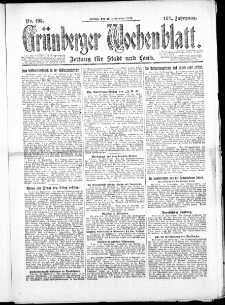 Gr&uuml;nberger Wochenblatt: Zeitung f&uuml;r Stadt und Land, No. 195. (26. September 1924)