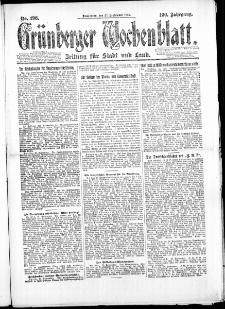 Gr&uuml;nberger Wochenblatt: Zeitung f&uuml;r Stadt und Land, No. 196. (27. September 1924)
