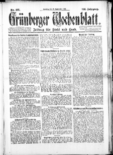 Gr&uuml;nberger Wochenblatt: Zeitung f&uuml;r Stadt und Land, No. 197. (28. September 1924)