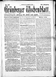 Grünberger Wochenblatt: Zeitung für Stadt und Land, No. 197. (28. September 1924)