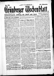 Gr&uuml;nberger Wochenblatt: Zeitung f&uuml;r Stadt und Land, No. 198. (30. September 1924)