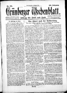 Gr&uuml;nberger Wochenblatt: Zeitung f&uuml;r Stadt und Land, No. 199. (1. Oktober 1924)