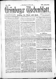 Gr&uuml;nberger Wochenblatt: Zeitung f&uuml;r Stadt und Land, No. 200. (2. Oktober 1924)