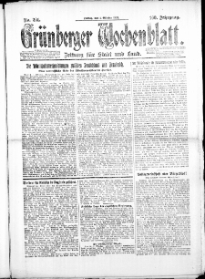 Gr&uuml;nberger Wochenblatt: Zeitung f&uuml;r Stadt und Land, No. 201. (3. Oktober 1924)