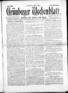Gr&uuml;nberger Wochenblatt: Zeitung f&uuml;r Stadt und Land, No. 203. (5. Oktober 1924)