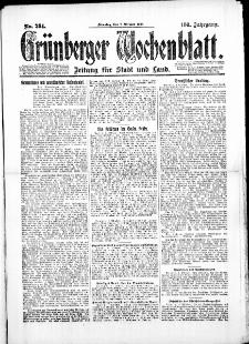 Gr&uuml;nberger Wochenblatt: Zeitung f&uuml;r Stadt und Land, No. 204. (7. Oktober 1924)