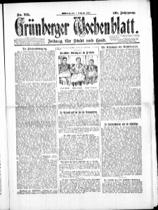 Gr&uuml;nberger Wochenblatt: Zeitung f&uuml;r Stadt und Land, No. 205. (8. Oktober 1924)