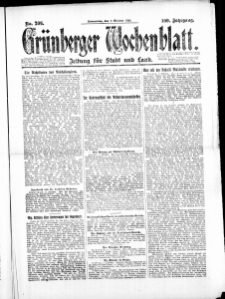 Gr&uuml;nberger Wochenblatt: Zeitung f&uuml;r Stadt und Land, No. 206. (9. Oktober 1924)