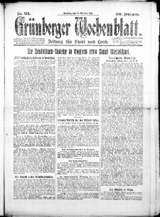 Gr&uuml;nberger Wochenblatt: Zeitung f&uuml;r Stadt und Land, No. 215. (18. Oktober 1924)