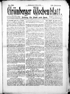 Gr&uuml;nberger Wochenblatt: Zeitung f&uuml;r Stadt und Land, No. 216. (21. Oktober 1924)